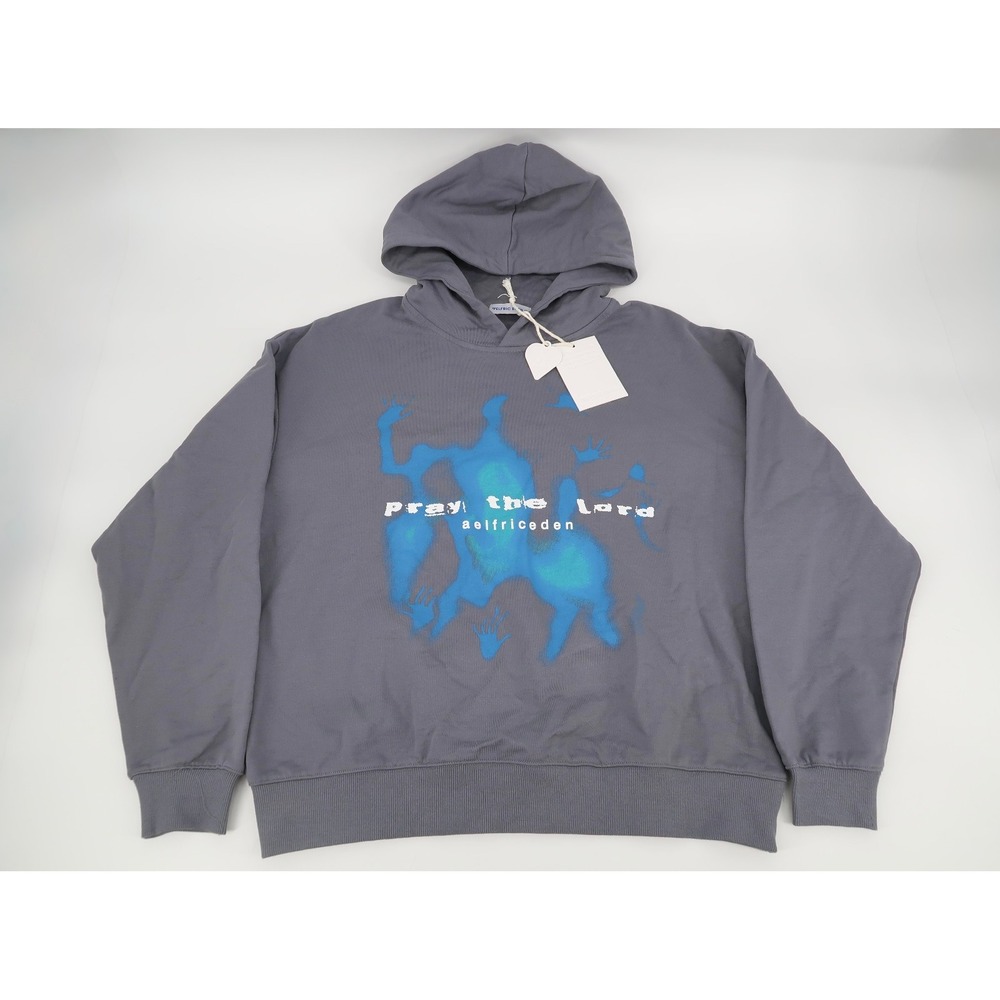 NEW Aelfric Eden Hoodie Pray The Lord‎ Gray Graphic Print Oversize Men's Medium